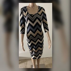 Feathers Black cream and gray dress